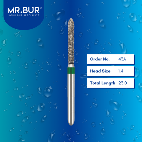Mr. Bur 886 straight torpedo diamond bur 43A are tools used in multiple dental procedures. ISO 806 314 131 534 014 FG, Their straight torpedo heads are ideal for cavity preparation, trimming and lingual buccal reduction