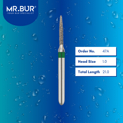 Mr. Bur 862 flame diamond bur 47A are tools used in multiple dental procedures. ISO 806 314 249 534 010 FG, Their flame heads are ideal for cavity preparationand easily remove decayed portions of a tooth to prepare it for a filling or a crown 