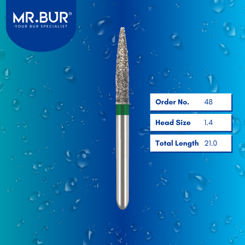 Mr. Bur 862 flame diamond bur 48 are tools used in multiple dental procedures. ISO 806 314 249 534 014 FG, Their flame heads are ideal for cavity preparationand easily remove decayed portions of a tooth to prepare it for a filling or a crown 