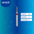 Mr. Bur 68BF Fine Grit Pre-Polishing Flame Diamond Bur FG are tools used in multiple dental procedures. Their flame-shaped heads are ideal for effective cavity preparation, veneer preparation, chamfer margin bur, and crown and bridge preparation.