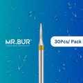 Enhance dental care with Mr. Bur 30 pcs Super Fine Finishing Flame Diamond Bur FG for cavity prep, veneer prep, chamfer margin bur, and crown & bridge techniques, achieve precision and excellence.