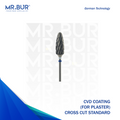 Mr. Bur CVD Coated Cross Cut Standard Tungsten Carbide Bur for Plaster, designed for efficient material removal and precise shaping, ensuring durability and smooth cutting performance.