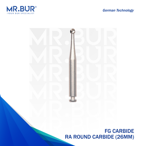 Mr. Bur FG Carbide RA Round Carbide Bur 26mm ensures precise, efficient cutting for cavity preparation and surgical procedures, enhancing accuracy and control.