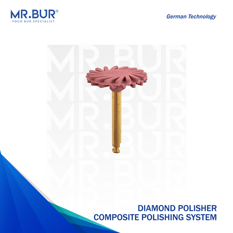 Mr. Bur Diamond Composite Polisher  6002, featuring medium and fine grits for precise, high-gloss finishing on composite restorations, ensuring both smooth surfaces and enhanced durability, result better than EVE Diacomp Plus Twist RA 342.