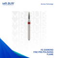 This is the Fine Grit Pre-Polishing Flame FG Diamond Bur sold by Mr. Bur the best international dental bur supplier.