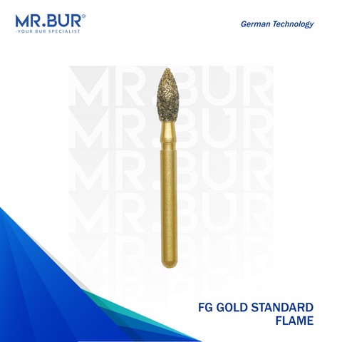 The #1 Best Gold Flame Diamond Bur FG. Mr. Bur offers the best online dental burs and is a Better Choice than Meisinger, Mani, Shofu, Eagle Dental, Trihawk, Suitable for Dental Cases.