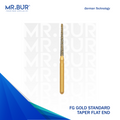 The #1 Best Gold Taper Flat End Diamond Bur FG. Mr. Bur offers the best online dental burs and is a Better Choice than Meisinger, Mani, Shofu, Eagle Dental, Trihawk, Suitable for Dental Cases.