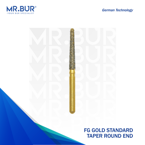 The #1 Best Gold Taper Round End Diamond Bur FG. Mr Bur offers the best online dental burs and is a Better Choice than Meisinger, Mani, Shofu, Eagle Dental, Trihawk, Suitable for Dental Cases.