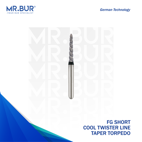 This is the Cool Twister Line Ogival End Taper Torpedo Super Coarse FG Short Diamond Bur sold by Mr Bur, the best international dental bur supplier.