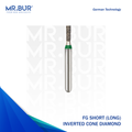 This is the FG Mini Long Inverted Cone diamond dental bur head sold by mr Bur the best supplier of diamond burs that ships internationally