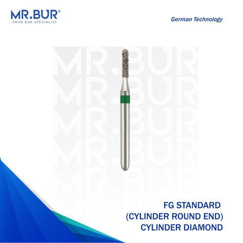 Mr. Bur Cylinder Round End Diamond FG Standard Bur is designed for precise tooth preparation, ensuring smooth cutting efficiency and durability in restorative procedures.