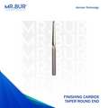 Mr. Bur Taper Round End Finishing Carbide Dental Bur FG ensures precise, smooth finishing for restorations, enhancing contouring, durability, and procedural accuracy.