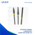 This image shows 3 TC Super Fine Cross Cut dental burs sold by Mr Bur, the best international dental bur supplier.