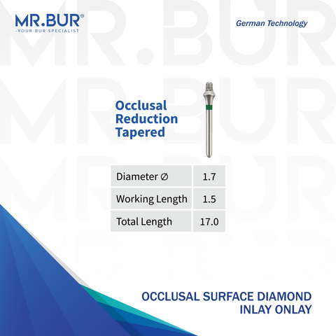 Mr bur Inlay Onlay occlusal reduction tapered bur use for crown preparation.