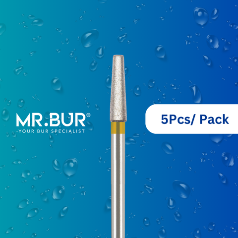 Enhance dental care with Mr. Bur 5 pcs Super Fine Finishing Inlay Onlay Diamond Bur FG for prosthodontics, crown & bridges, crown preparation, and high-shine polishing/finishing.