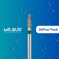 Mr. Bur 30 pcs Taper Flat End Coarse Inlay Onlay Diamond Bur FG is ideal for crown preparation, shoulder margin bur, inlay and onlay, posterior teeth, and prosthodontic procedures.