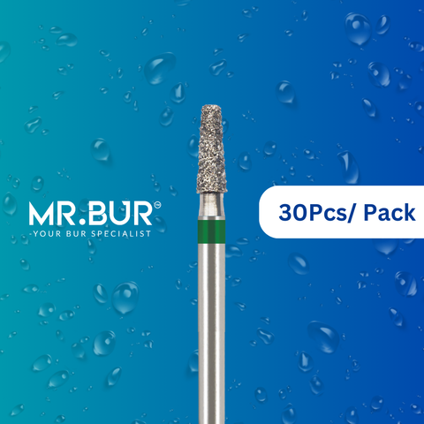 Mr. Bur 30 pcs Taper Flat End Coarse Inlay Onlay Diamond Bur FG is ideal for crown preparation, shoulder margin bur, inlay and onlay, posterior teeth, and prosthodontic procedures.