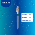 Mr. Bur 845R tapered flat end inlay onlay diamond bur 91A are tools used in multiple dental procedures. ISO 806 314 544 534 025 FG, Their tapered flat end heads are ideal for for effective crown and bridge preparation, shoulder margin preparation, and inlay onlay preparation.