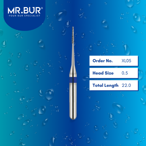 This picture show Mr.Bur XL05 bur with a 0.5mm working length and fine grit that is designed for interproximal reduction on posterior teeth