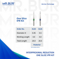 The image showing two variants of nterproximal Reduction dental bur (IPR) for aligner and invisalign that is sold by Mr. Bur worldwide, with head size of 0.45mm and 0.5mm.