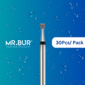 Mr. Bur's 30 pcs Spiral Cool Cut Inverted Cone Super Coarse Diamond Bur FG is perfect for open access, fillings, old filling removal, cavity and crown prep, and crown cutting.