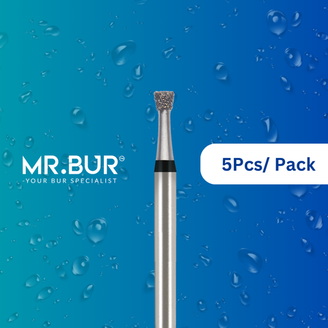 Mr. Bur's 5 pcs Spiral Cool Cut Inverted Cone Super Coarse Diamond Bur FG is perfect for open access, fillings, old filling removal, cavity and crown prep, and crown cutting.