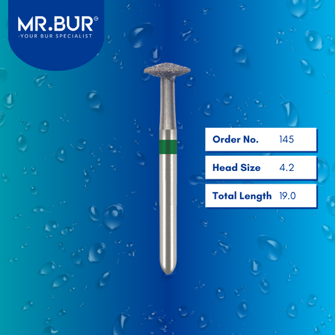 Mr. Bur 145 Occlusal Surface Reduction Lenticular Coarse Diamond Bur 825 FG are tools used in various dental procedures. ISO 806 314 304 534 042, Their lenticular design is ideal for prosthodontic applications, restorative treatments, crown cutting, crown preparation, model fabrication, crown & bridge techniques, and occlusal incisors reduction.