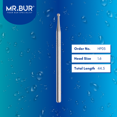 Mr. Bur HP05 Carbide Round MOS Bur HP is used in multiple dental procedures, ideal for bone cutting, bone grafting, sectioning wisdom teeth, and separating teeth.