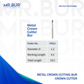 Metal crown cutter bur able to cut all kinds of composite materials including zirconia, PFM and composite.