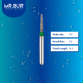 Mr. Bur 849 mini tapered round end diamond bur 211 are tools used in multiple dental procedures. ISO 806 313 197 534 010 FG, Their mini tapered round end heads are ideal for for effective crown and bridge preparation, chamfer margin preparation, and trimming and preparation for all composite materials with limited mouth opening.