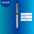 Mr. Bur 850 mini tapered round end diamond bur 212B are tools used in multiple dental procedures. ISO 806 313 198 534 016 FG, Their mini tapered round end heads are ideal for for effective crown and bridge preparation, chamfer margin preparation, and trimming and preparation for all composite materials with limited mouth opening.