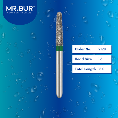 Mr. Bur 850 mini tapered round end diamond bur 212B are tools used in multiple dental procedures. ISO 806 313 198 534 016 FG, Their mini tapered round end heads are ideal for for effective crown and bridge preparation, chamfer margin preparation, and trimming and preparation for all composite materials with limited mouth opening.