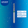 Mr. Bur 856 mini tapered round end diamond bur 224A are tools used in multiple dental procedures. ISO 806 313 194 534 014 FG, Their mini tapered round end heads are ideal for for effective crown and bridge preparation, chamfer margin preparation with limited mouth opening.