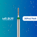 Enhance dental care with the 30 pcs Mini Cylinder Flat End Coarse Diamond Bur FG from Mr. Bur for cavity prep, endo access, caries removal, decay removal, composite filling, and pediatric use.