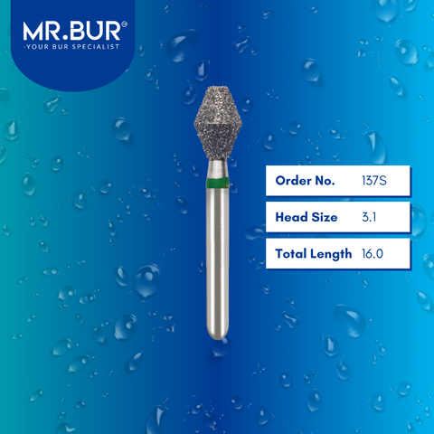 Mr. Bur 137S Occlusal Surface Reduction Double Cone Coarse Diamond Bur 811 FGs are tools used in various dental procedures. ISO 806 313 038 534 031, Their mini double cone design is ideal for crown preparation, occlusal surface work, lingual reduction, model fabrication, prosthodontic applications, and restorative treatments with limited mouth opening