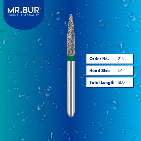 Mr. Bur 862 mini flame diamond bur 216 are tools used in multiple dental procedures. ISO 806 313 249 534 014 FG, Their mini flame heads are ideal for cavity preparationand easily remove decayed portions of a tooth to prepare it for a filling or a crown with limited mouth opening