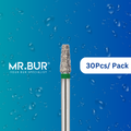 Mr. Bur 30 pcs Mini Taper Flat End Coarse Inlay Onlay Diamond Bur FG is perfect for crown prep, shoulder margin bur, inlay & onlay, posterior teeth, and pediatric cases.