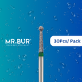 Mr. Bur's 30pcs Mini Endo Access Open Chamfer Coarse Diamond Bur FG is ideal for endo access, open access, decay and debris removal, root canal prep, pediatric cases, and trimming.