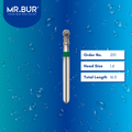 Mr. Bur 802 mini round collar diamond bur 201 are tools used in many dental procedures. ISO 806 313 002 534 016 FG, Their mini round heads are ideal for excavating small tissue during cavity preparation, opening teeth for endodontic treatment, general cleaning of tooth structure from caries, and selective grinding.