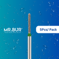 Mr. Bur 5 pcs Mini Straight Torpedo Coarse Diamond Bur FG is ideal for cavity, crown & bridge preparation, chamfer margin bur, tangential prep, trimming, prosthodontics, and pediatric use.