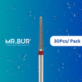 Mr. Bur's 30 pcs Fine Grit Pre-Polishing Mini Taper Round End Diamond Bur FG is perfect for prophylaxis, fillings, crown and cavity prep, chamfer margins, and pediatric cases.