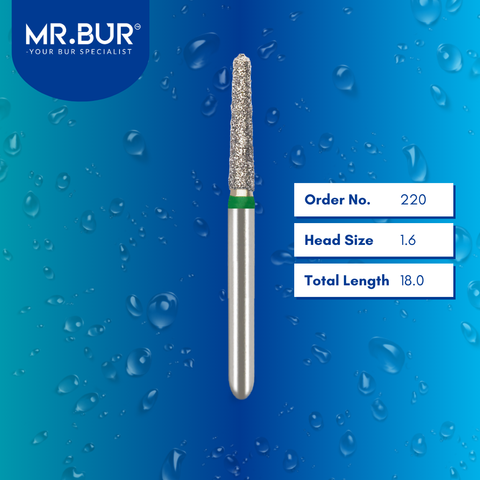 Mr. Bur 878 mini taper torpedo diamond bur 220 are tools used in multiple dental procedures. ISO 806 313 298 534 016 FG, Their mini taper torpedo heads are ideal for cavity preparation, trimming and lingual buccal reduction with limited mouth opening