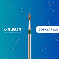 Enhance dental care with Mr. Bur 30pcs Occlusal Surface Reduction Peach Coarse Diamond Bur FG for crown prep, cavity prep, occlusal reduction, lingual reduction, and prosthodontic restorations.