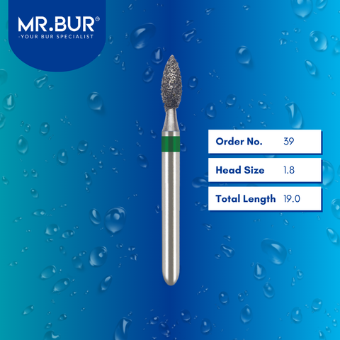 Mr. Bur 39 Occlusal Surface Reduction Peach Coarse Diamond Bur FG are tools used in various dental procedures. ISO 806 314 257 534 018, Their peaches design is ideal for crown preparation, cavity preparation, occlusal reduction, lingual reduction, model fabrication, crown & bridge techniques, prosthodontic applications, and restorative treatments.