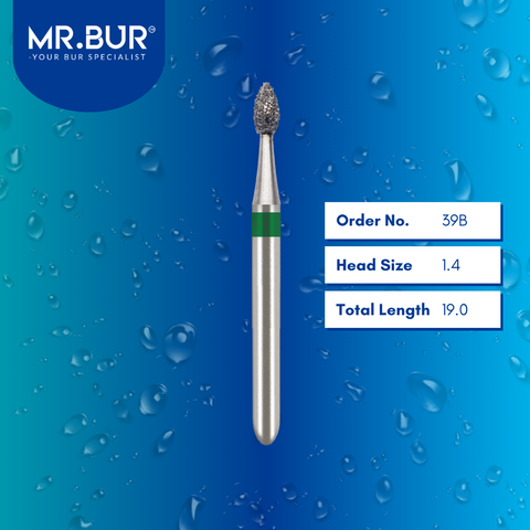 Mr. Bur 39B Occlusal Surface Reduction Peach Coarse Diamond Bur 830 FG are tools used in various dental procedures. ISO 806 314 257 534 014, Their peaches design is ideal for crown preparation, cavity preparation, occlusal reduction, lingual reduction, model fabrication, crown & bridge techniques, prosthodontic applications, and restorative treatments.