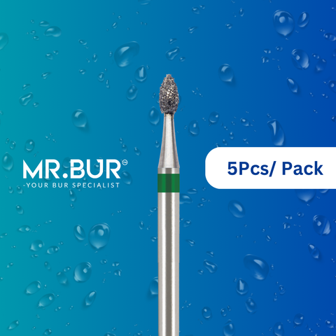 Enhance dental care with Mr. Bur 5pcs Occlusal Surface Reduction Peach Coarse Diamond Bur FG for crown prep, cavity prep, occlusal reduction, lingual reduction, and prosthodontic restorations.