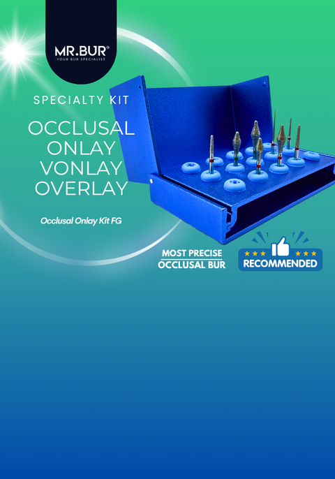 MR.BUR Occlusal Onlay Kit FG is designed to provide a precise, minimally invasive, and anatomy-driven approach for the preparation of occlusal onlays, overlays, and posterior veneers.