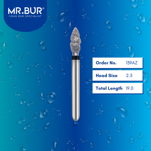 Mr. Bur 139AZ Spiral Cool Cut Super Coarse Peaches Diamond Bur FG are tools used in multiple dental procedures, ideal for restorative work, prosthodontics, crown cutting, crown preparation, crown and bridges, composite polishing, occlusal incisors reduction, and polishing/finishing/high shine.