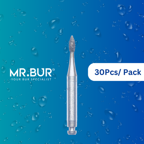 Mr. Bur's 30 pcs Contra Angle Peach Diamond Bur RA is ideal for cavity prep, crown & bridge techniques, crown prep, lingual reduction, model fabrication, occlusal reduction, prosthodontic, and restorative procedures.