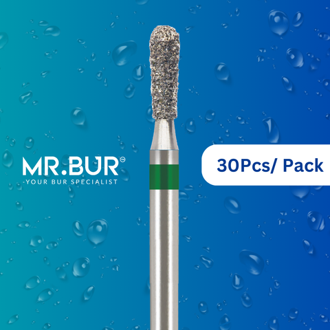 Mr. Bur 30pcs Pear Coarse Diamond Bur FG is perfect for anterior and posterior tooth cavity prep, crown prep, lingual reduction, open access, prophylaxis, and trimming.